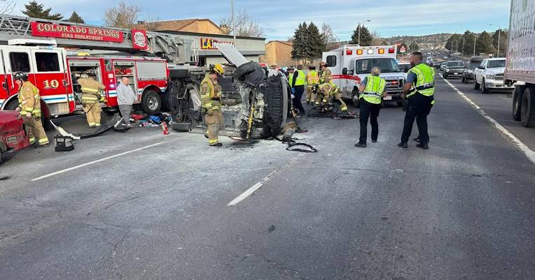 Major Delays on I-25 After Vehicle Overturns Near North Academy Exit