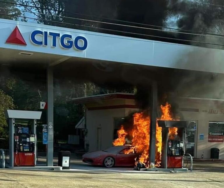 Ferrari catches on fire at fuel pump on Signal Mountain