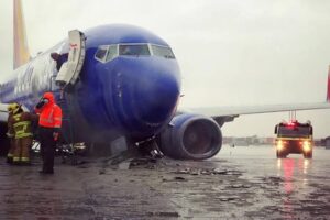 Southwest Airlines Flight Skidded Off Runways Hit Concrete Walls And Explo