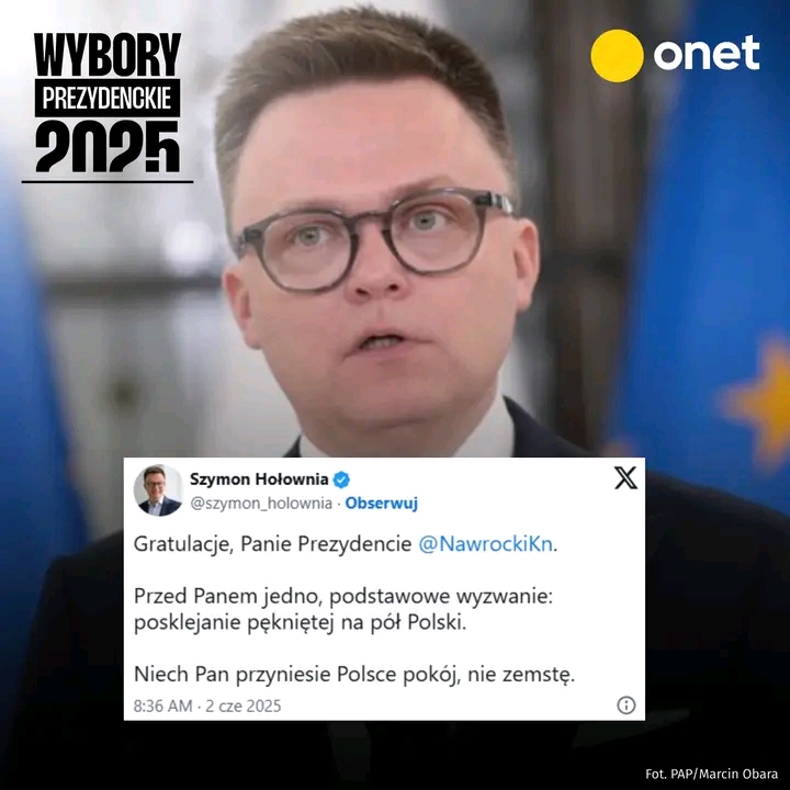 Szymon Hołownia skomentował wynik II tury wyborów. “Przed panem jedno, podstawowe zadanie