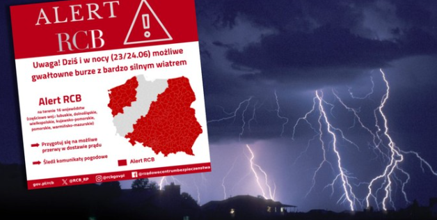 Alert RCB. Nadchodzą silne burze. „Możliwe przerwy w dostawie prądu”