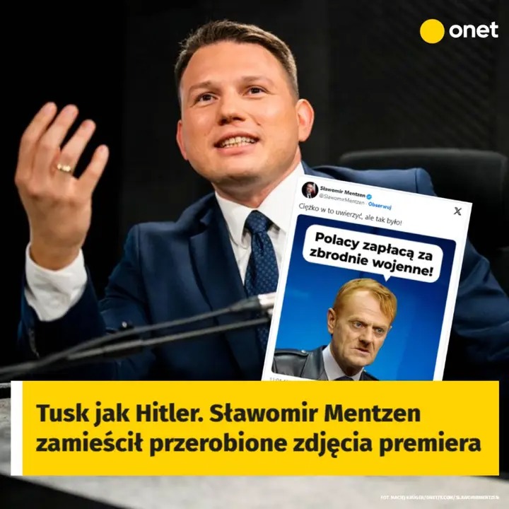 Sławomir Mentzen uderza w premiera. Przerobione zdjęcie Donalda Tuska trafiło do sieci